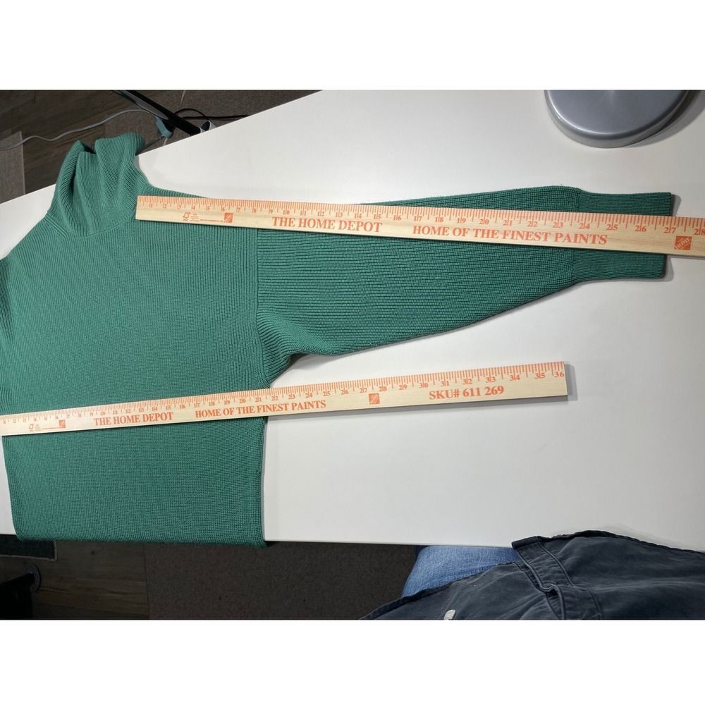 Merino Wool Babaton Turtleneck Sweater dress W/ S Green Ribbed Knit 103661 LN - Picture 10 of 14